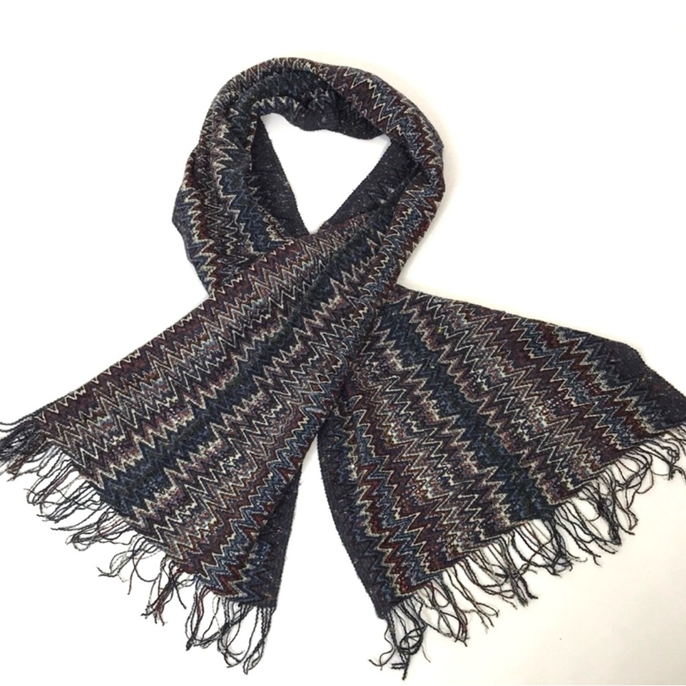 Missoni Dark Multicolor Zigzag Pattern Scarf - image 3